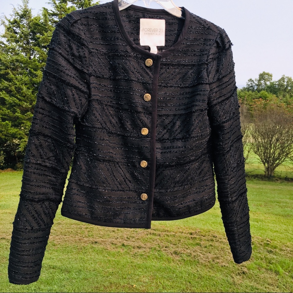 🧥Forever21 Textured Black Sparkle Jacket Size S